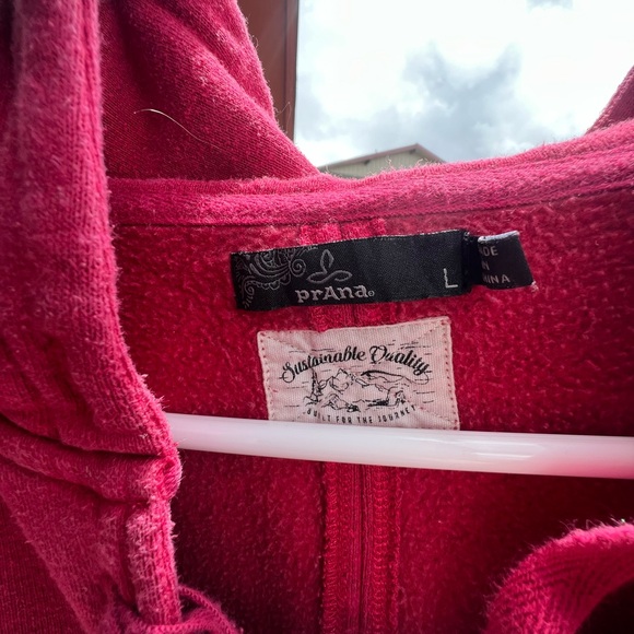 Prana Cozy Up Illana Hoodie Red Berry with Front Tie - Picture 4 of 4